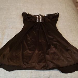 Black satin sleeveless dress